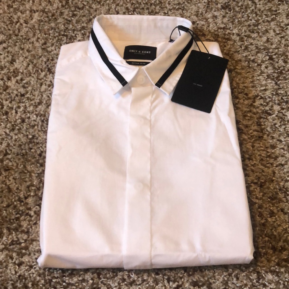 Only & Sons Mens Medium Extra Slim formal long sleeve dress shirt